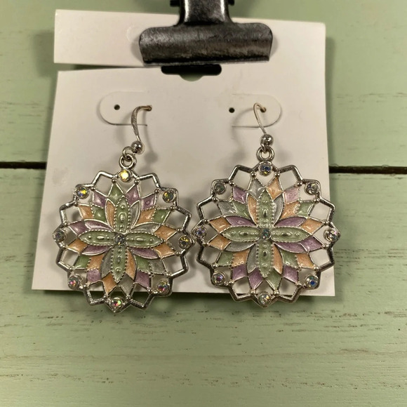 🆕 Color Brand Silver Geometric Dangle Earrings - Picture 5 of 5